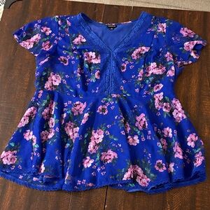 Torrid Blue and Pink Floral Kids Blouse